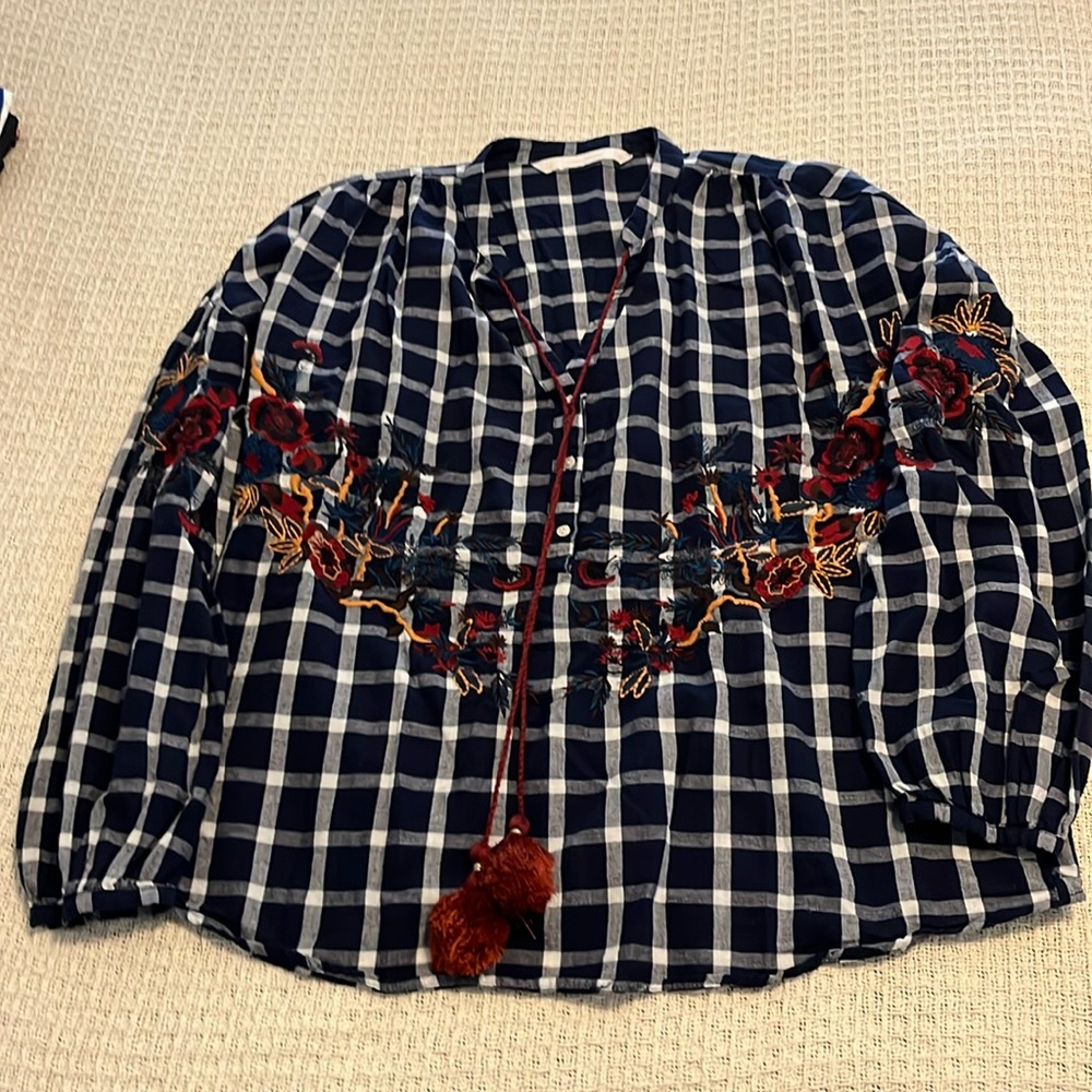 Zara plaid boho top